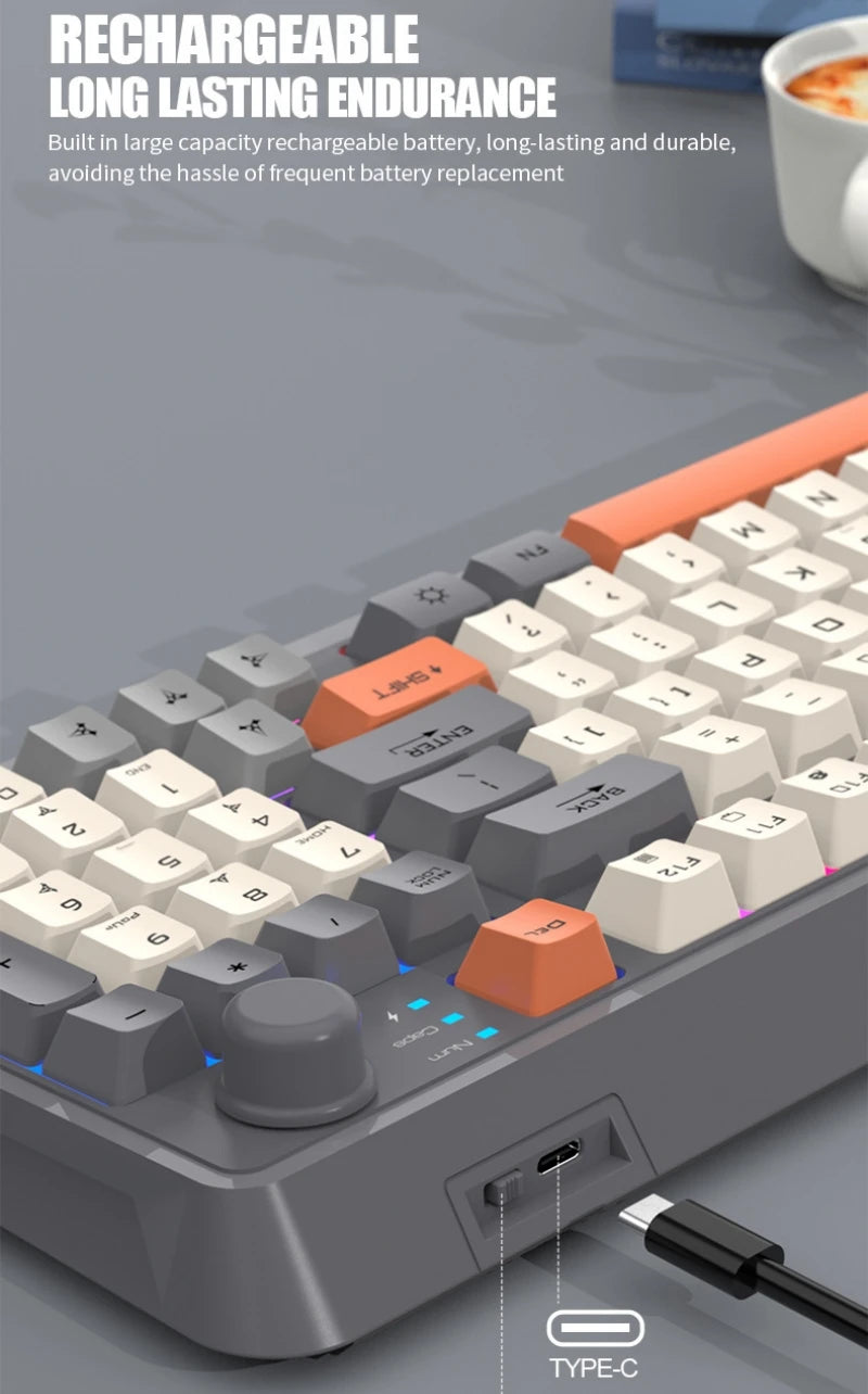 Russian Wireless Keyboard With Russian Layout Spanish Arabic Korean Keyboard Mouse Kit Bluetooth RGB Backlight Volume Knob K94