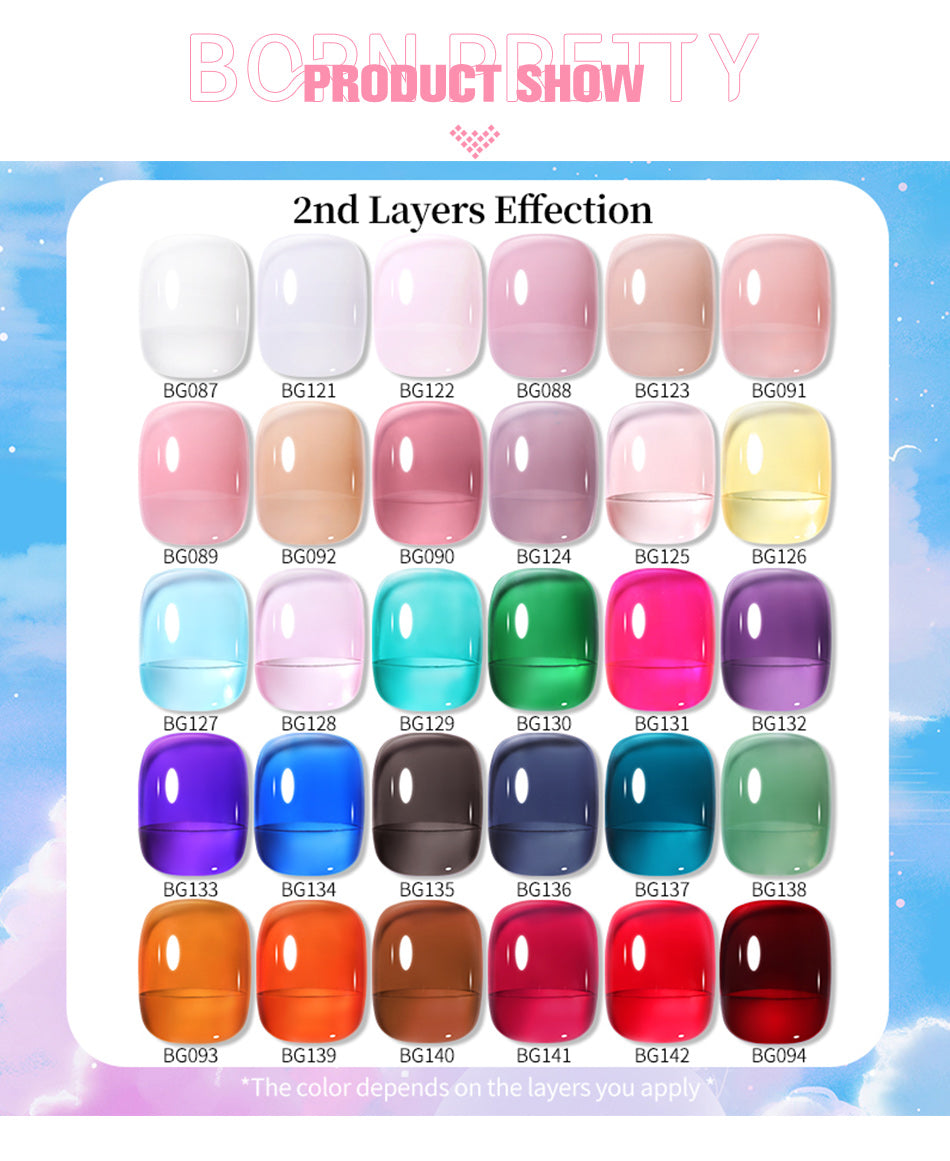 BORN PRETTY 15ML Jelly Purple Nail Gel Polish Transparent Colorful Translucent Pink Semi Permanent Soak Off Nail Art Gel Varnish