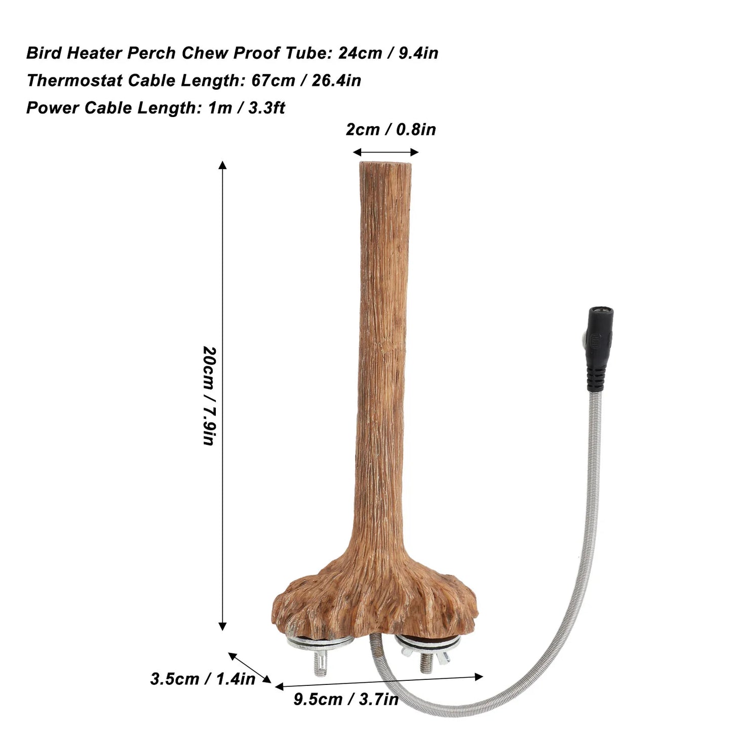Birds Warmer Perch Bird Cage Heated Perches Fast Heating Intelligent Temperature Control Resin Parrot Thermal Stand for Winter