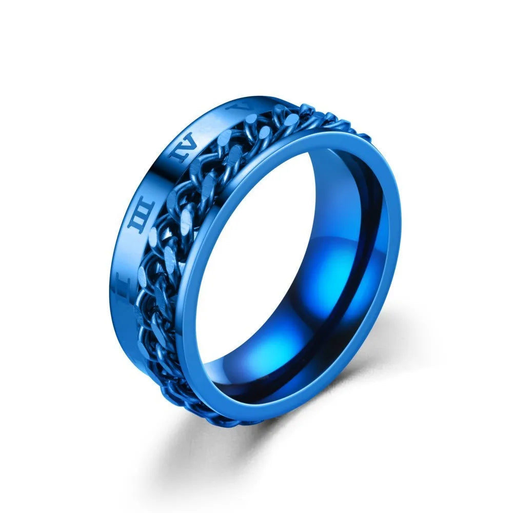 Titanium Steel Rotatable Chain Fidget Joint Ring Jewelry Anillos De Hombres