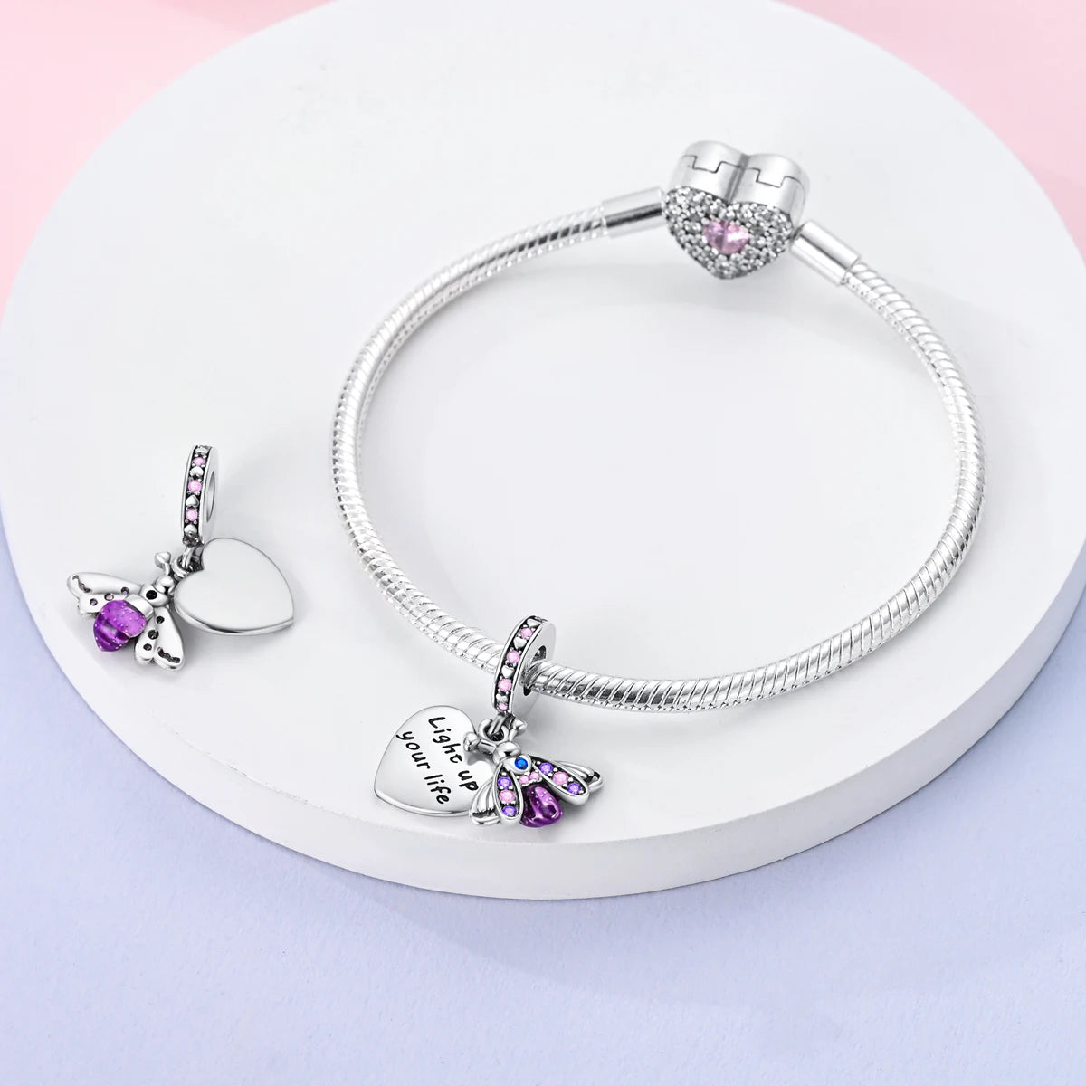 925 Silver Plated Firefly Pizza Cake Charms Fit Original Pandora Bracelet Making Fashion Jewelry