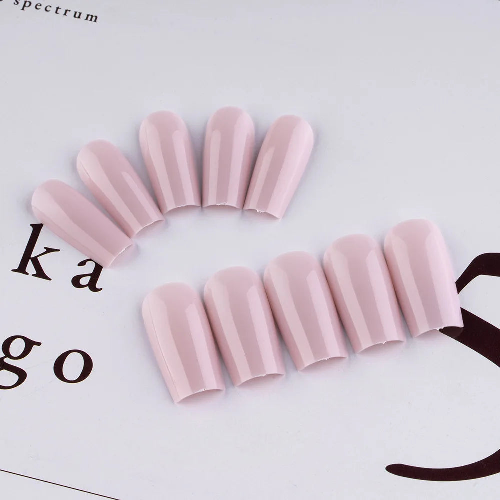 24 Pcs Solid Color Nail Tips Extension System Soft Gel Fake Nail Sculpted Square Full Cover Press on Nail Tips Artificial Nails