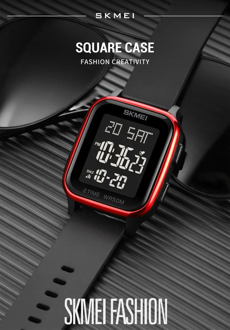 SKMEI 1858 Sports Watch for Men Waterproof Countdown Electronic LED Display Digital Wristwatches Mens Clock Reloj Hombre 1859