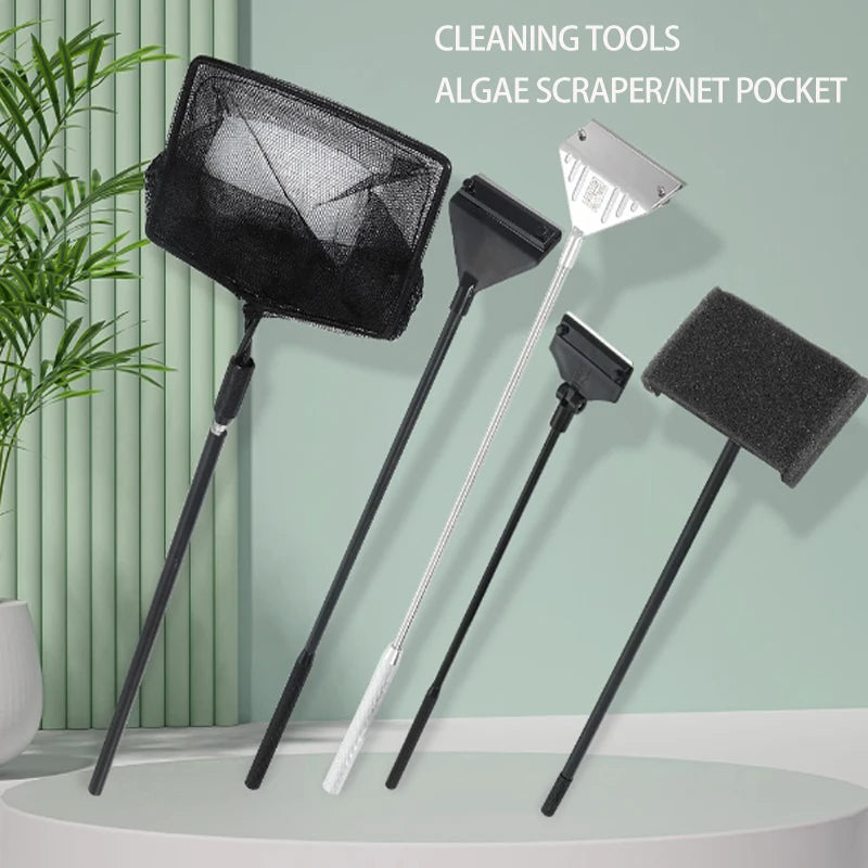 ZRDR Stainless Steel Aquarium Fish Tank Algae Scraper Blade Aquatic Water Live Plant Grass Cleaning Multi-Tool Cleaner Kit Set