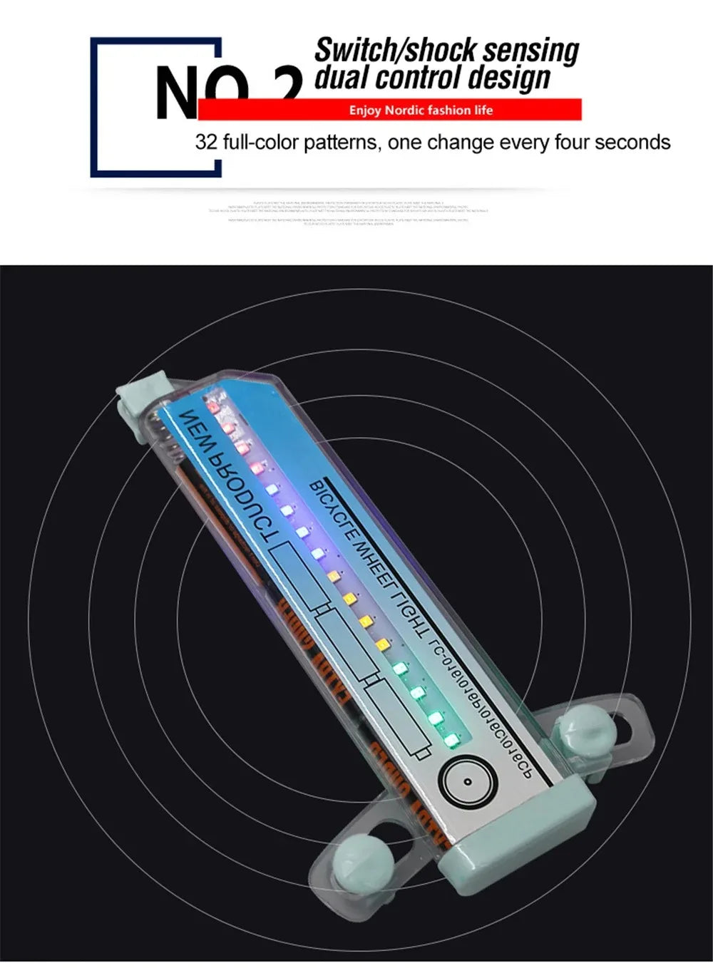 Bicycle Spoke Light 32 LED MTB Bike Wheel Light Spoke Lights Waterproof Shock Induction Colorful Bike Spoke Warning Signal Lamp