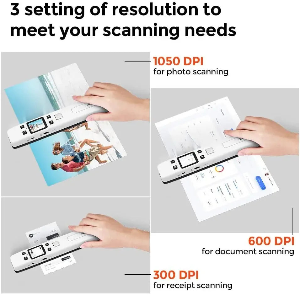 Portable iScan Wifi Scanner Handheld Zero Margin Scanner 1050DPI HD Scanner JPG/PDF for Business Reciepts Scan Document Images