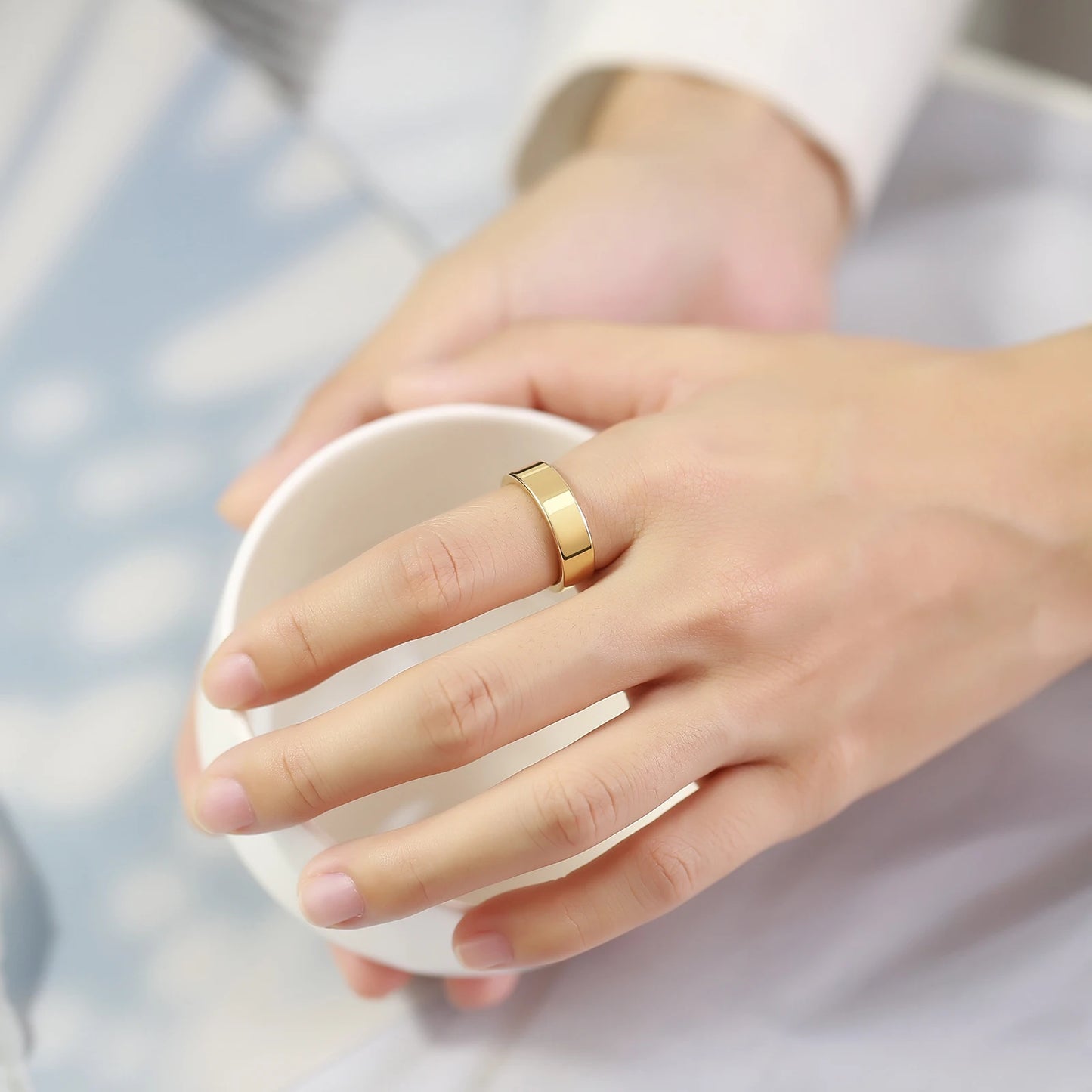 Basic 2/4/6 MM Wide Wedding Couple Ring for Women Men, PVD Gold Color Tungsten Carbide Finger Bands Jewelry