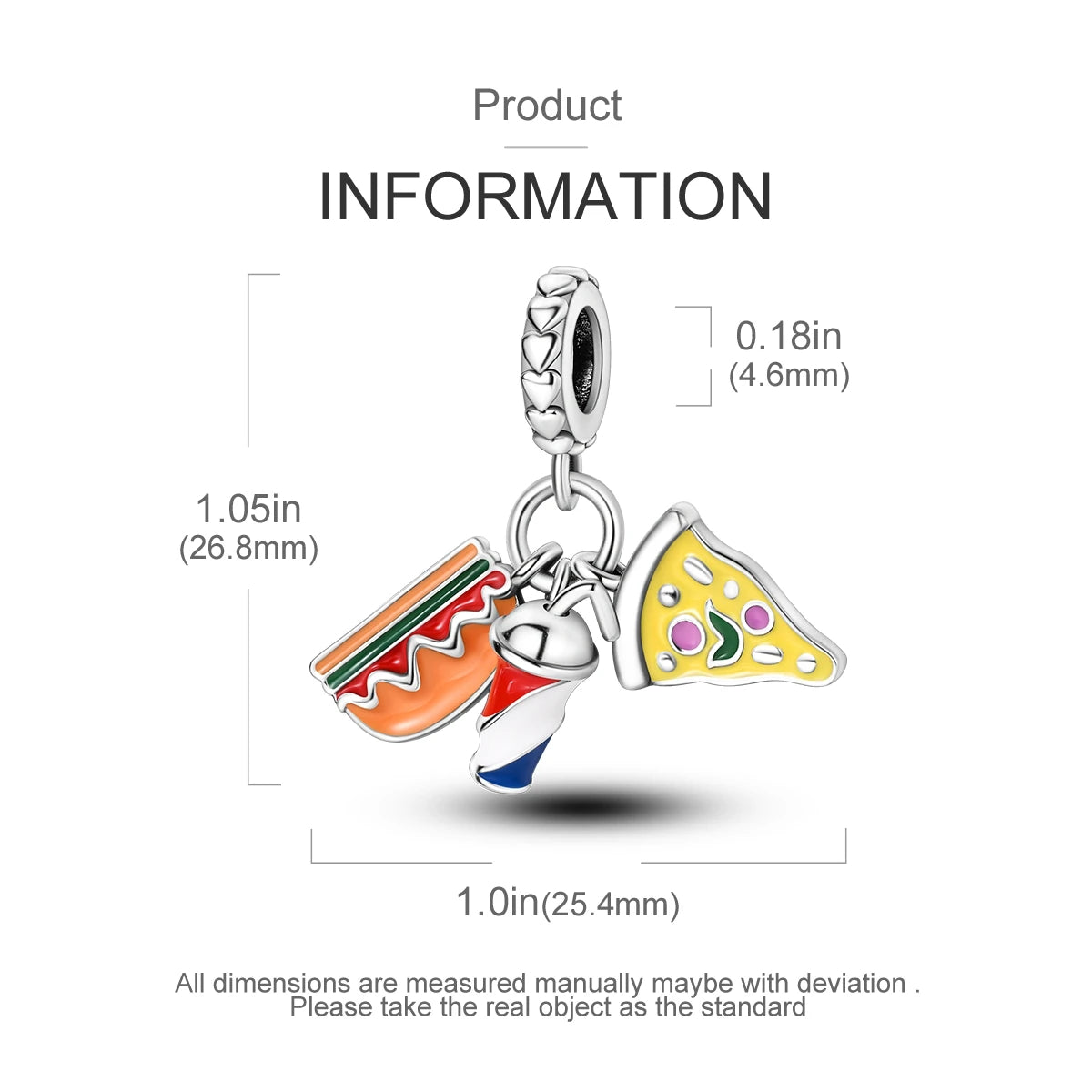 925 Silver Plated Firefly Pizza Cake Charms Fit Original Pandora Bracelet Making Fashion Jewelry