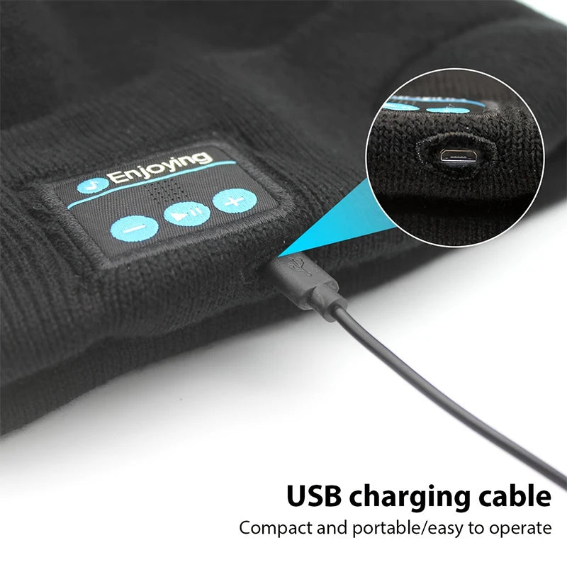 Unisex Bluetooth Headset Winter Hats Knitted Hats For Men Women Outdoor Lining Warm Sports Wireless Headphones Earphones Hats