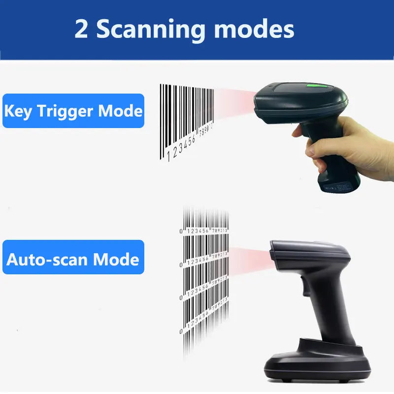 1D/2D Barcode Scanner Wired/Wireless/Bluetooth QR Code Reader for Pos System,PDF417 Desktop Scanner for Warehouse Inventory Shop