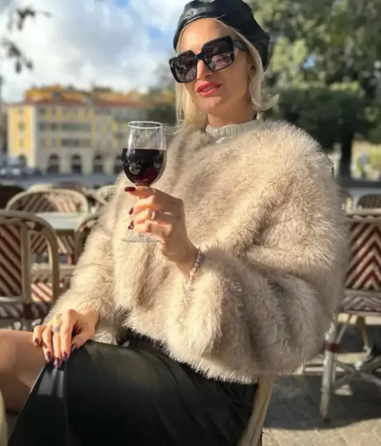 2024 Autumn Winter New Fashion Gradient Fluffy Fur Coat Women High Street Luxury Faux Fox Fur Jacket Female Overcoats