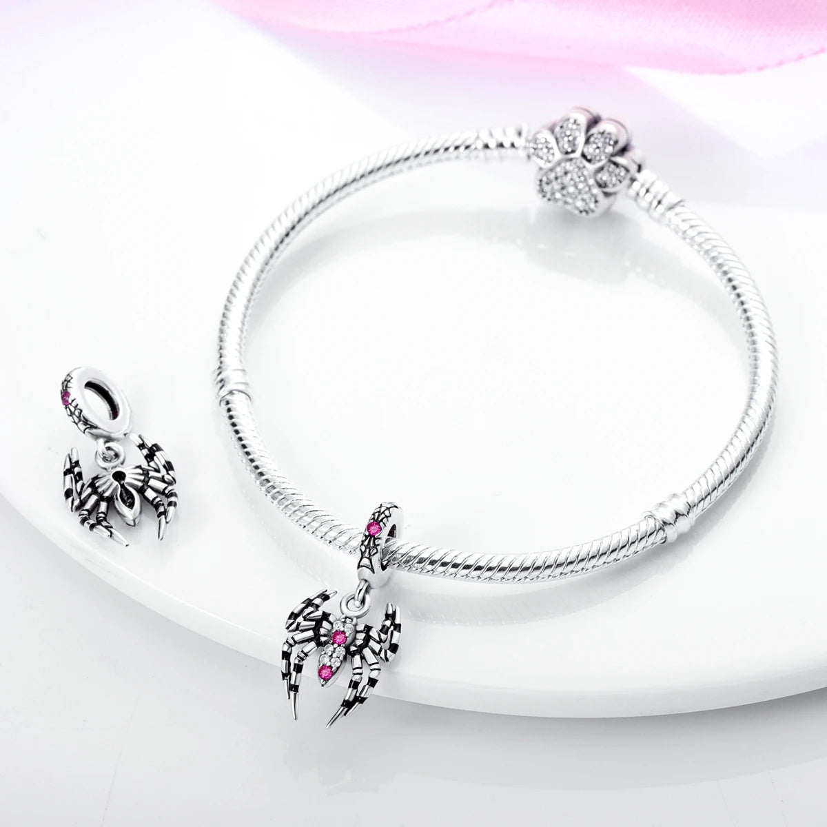 925 Silver Plated Firefly Pizza Cake Charms Fit Original Pandora Bracelet Making Fashion Jewelry