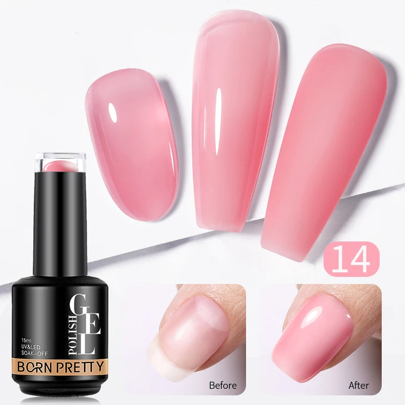 BORN PRETTY 15ML Jelly Purple Nail Gel Polish Transparent Colorful Translucent Pink Semi Permanent Soak Off Nail Art Gel Varnish