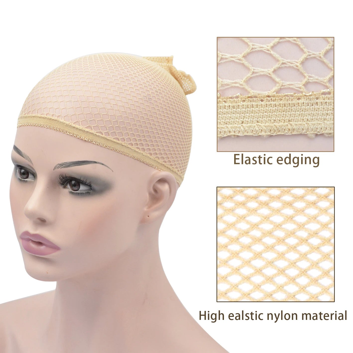 2 Pieces Hair Nets Open Ended Wig Cap Mesh Stocking Caps Weaving Wig Hairnet for Women