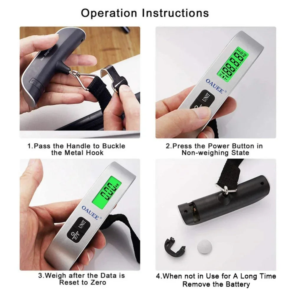 Portable High Precision Scale Digital LCD Display Suitcase Travel Bag Hanging Steelyard Hook Balance Scale Tools 110lb/50kg