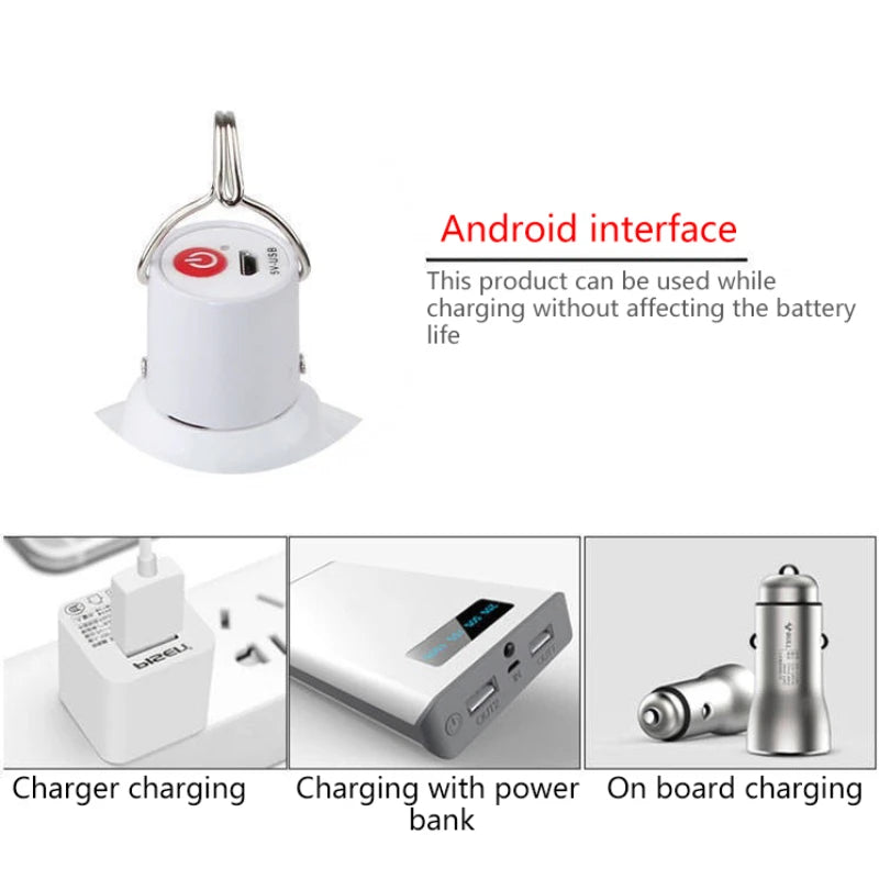 Portable Camping Light USB Rechargeable LED Emergency Lamp Bulb Hook Up Tent Light Garden Lighting Fishing Lantern Night Lights