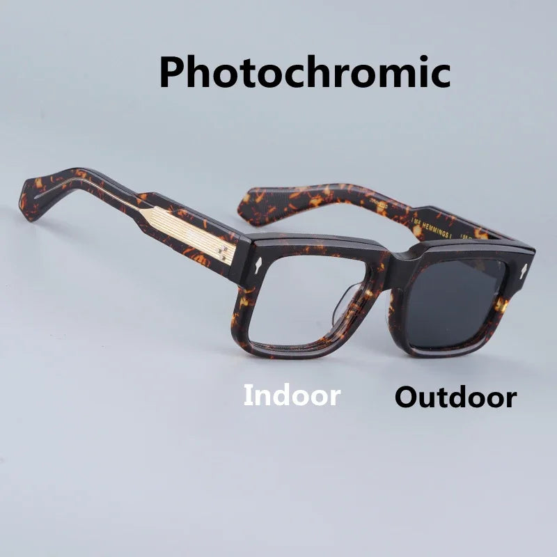 Hemmings Photochromic Transit Sunglasses Clear indoor Dark Outdoor Uv400 Handmade Acetate Men and Ladies Eyeglasses with Case