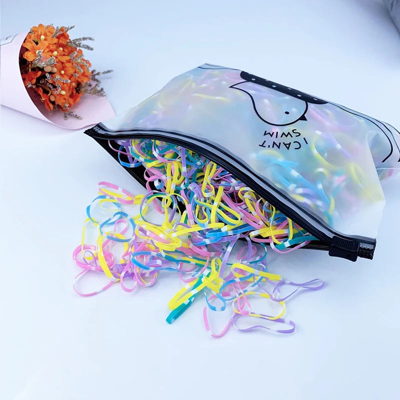 1Pack Silicone Colourful Rubber Ring Disposable Elastic Hair Bands Ponytail Holder Rubber Band Scrunchies Kids Hair Accessories