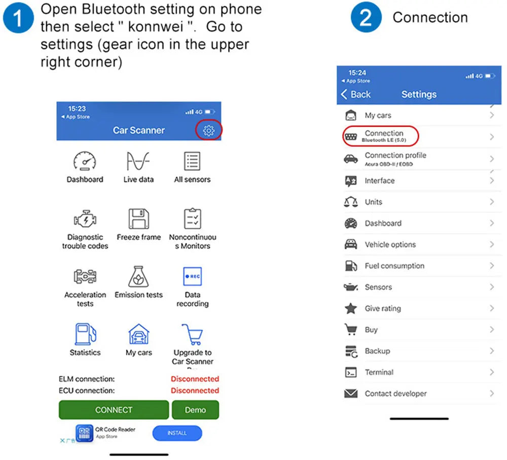 Konnwei Bluetooth 5.0 ELM327 V1.5 OBD2 Scanner KW906 OBDII Auto Diagnostic-Tools ELM 327 V 1.5 OBD 2 Car Code Readers Scan Tools