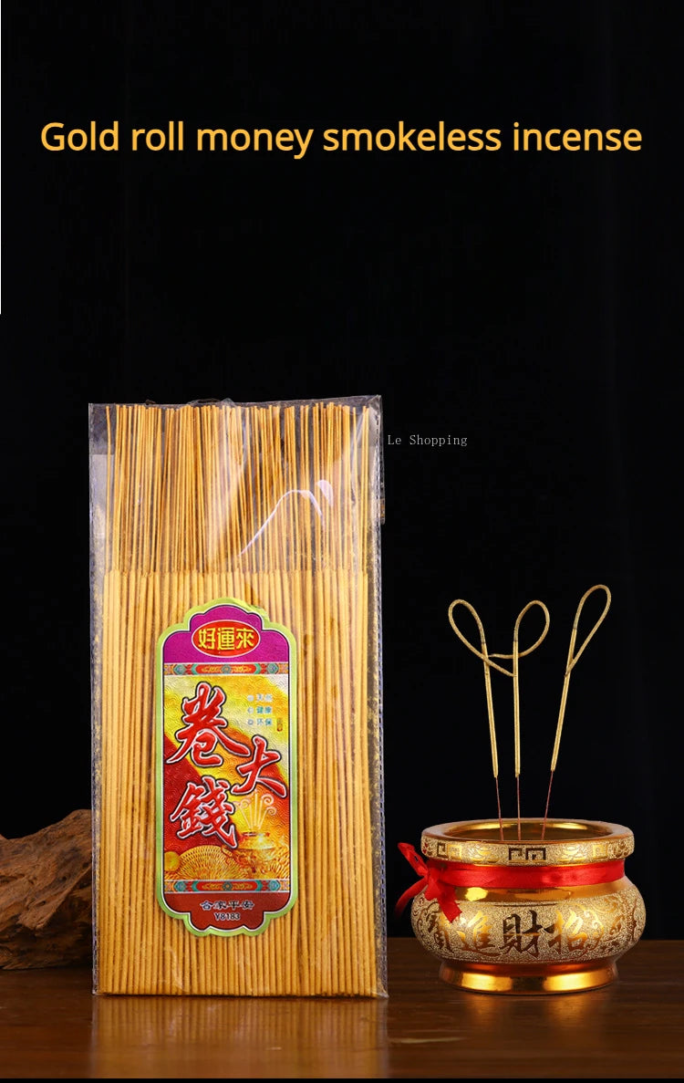 Stick Incense Golden Roll Money Handmade Smoke-free Bamboo Incense Indoor Office Purify Air/an Incense Help Sleep Natural Aroma