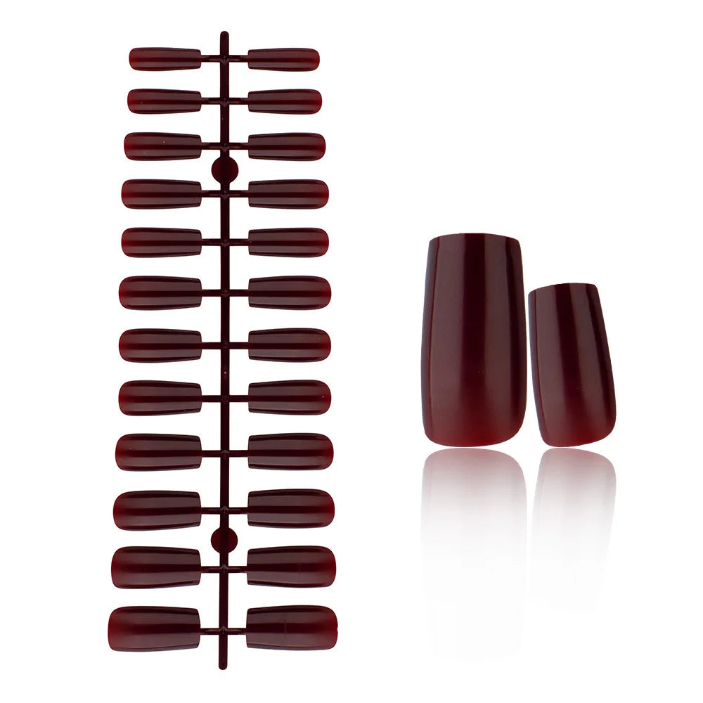 24 Pcs Solid Color Nail Tips Extension System Soft Gel Fake Nail Sculpted Square Full Cover Press on Nail Tips Artificial Nails