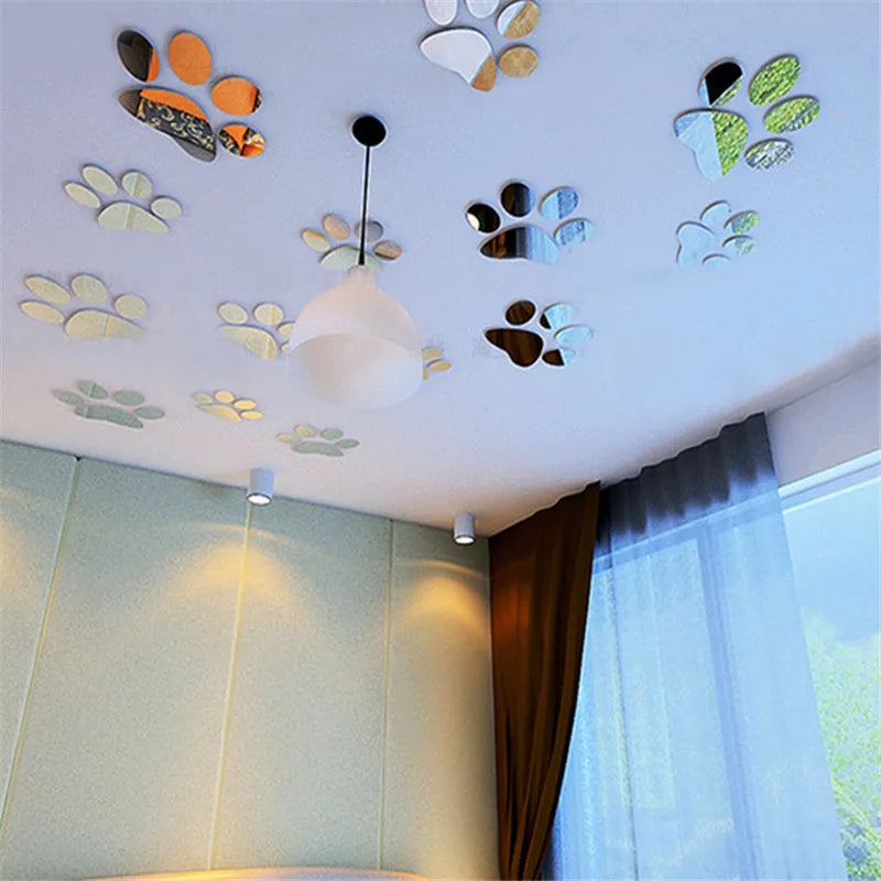 Creative DIY Cat Dog Claw Acrylic Stereo Wall Sticker 3D Crystal Footprint Pet Shop for kids Children Room Kindergarten Bedroom