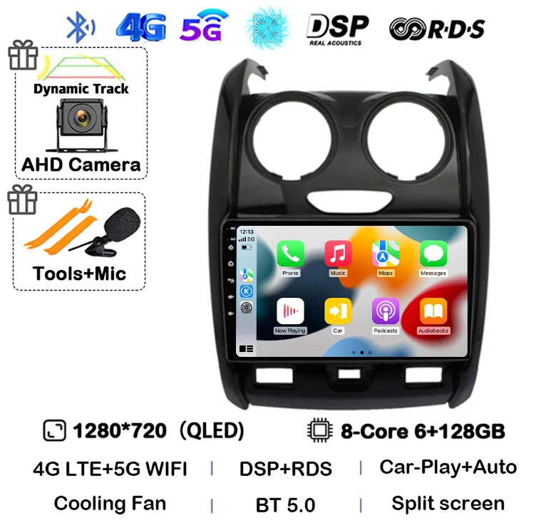 Android 14 Carplay Auto Car Radio For Renault Duster 2015 2016 2017 2018 2019 2020 Multimidia Video Player GPS 4G+WIFI Stereo BT