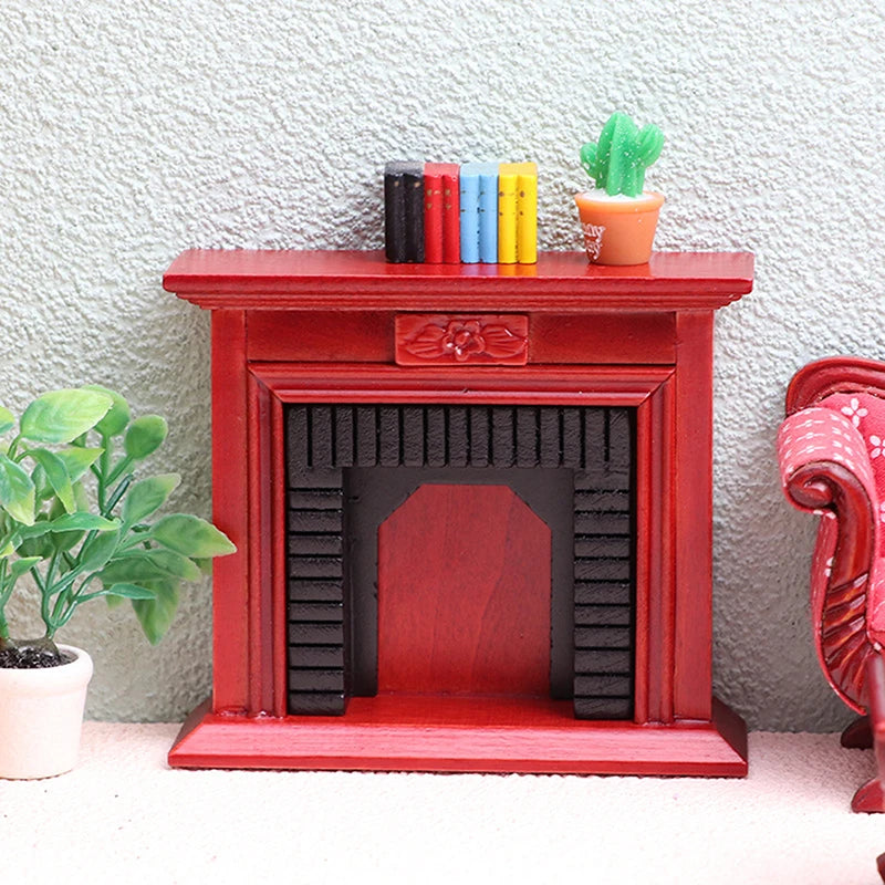 1:6 1:12 Dollhouse Mini Decorative Fireplace Model Doll House Wood Fireplace Mini House Furniture European Style