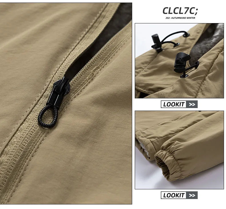 7XL 8XL Winter Jacket Men  Casual Outwear Sportswear Fleece Lining Mens Sherpa Jackets Full Zip Warm Coats  Hoodie Winter Coat