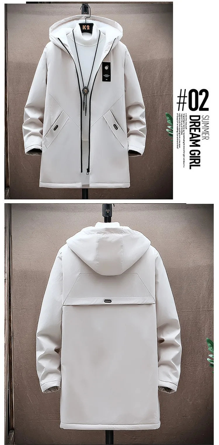 2024 Men's Classic Fashion Trend Long Windbreaker Spring Autumn Men Casual Loose Large Size High-quality Hooded Coat