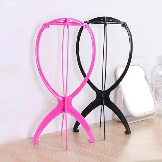 1PCS Folding Wig Stand Plastic Adjustable Portable Hat Display Stand Durable Mannequin Dummy Head Plastic Black, pink, blue