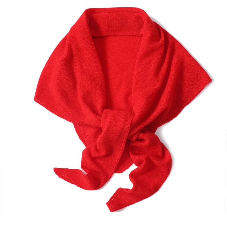 2024 Trend Large Triangle Shawl Scarf 100% Wool Women Knitted Accessories Cape Casual Soft Warm Cappa Cozy Black Gray Red