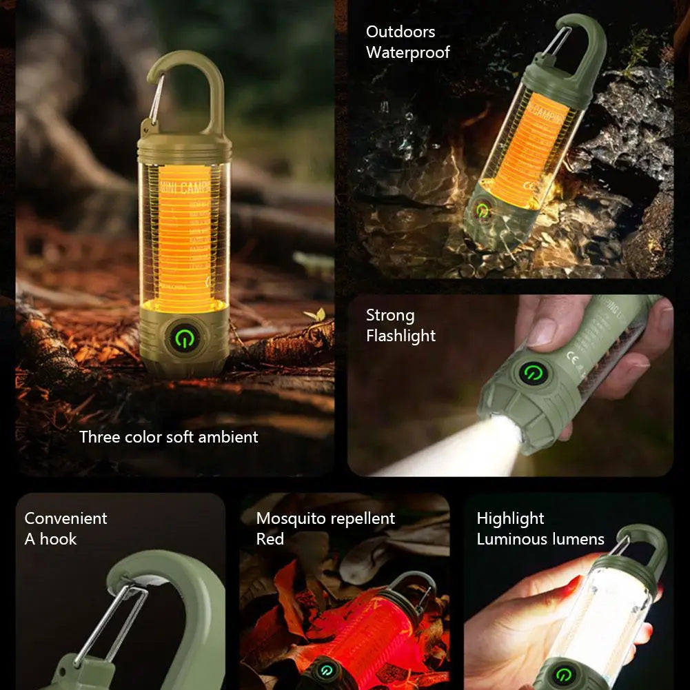 1000LM Super Bright Outdoor Hiking Fishing Tent Lamp 1200mAh Rechargeable Dual Light Source Tent Light Outdoor Camping Lantern