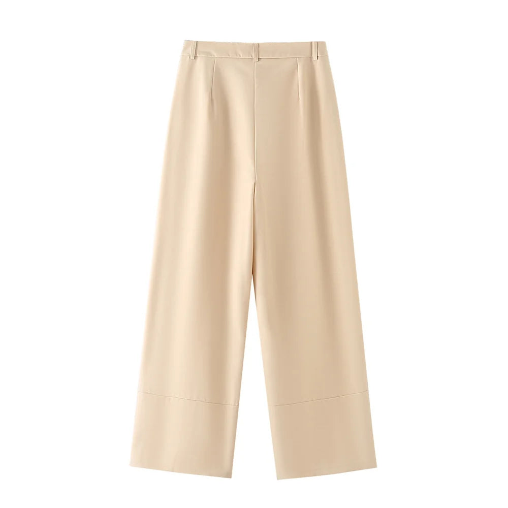 2024ZAR * Spring/Summer New Women's Fashion Solid Color Sleeveless Pants Set with Belt Decoration Vest