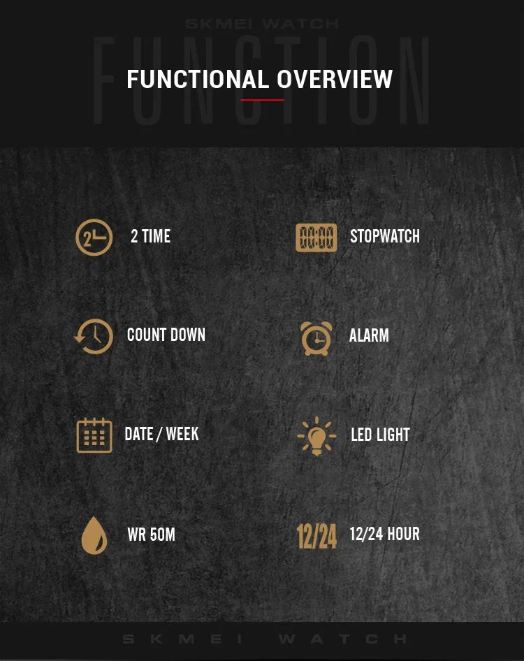 SKMEI 1858 Sports Watch for Men Waterproof Countdown Electronic LED Display Digital Wristwatches Mens Clock Reloj Hombre 1859