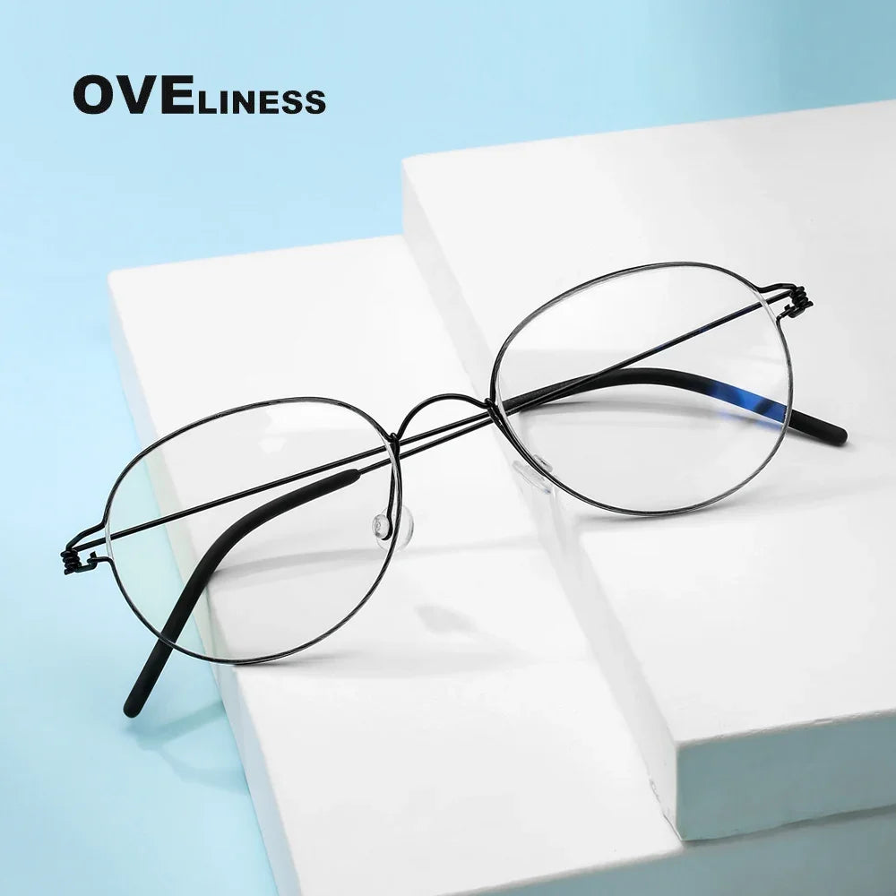 2024 Screwless Eyeglasses Frame for Men Round Denmark Korean male female Glasses Frame Women Pure Titanium Eyewear spectacles