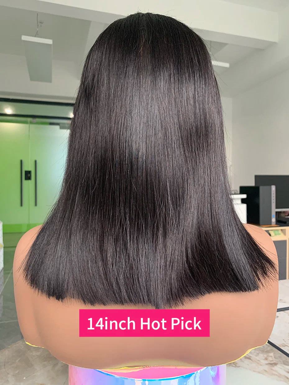 Raw Hair Vietnamese 250 Density 100 Human Hair Lace Frontal Wigs Straight Natural Black 13x6 Bob Wig Lace Front Human Hair Wigs