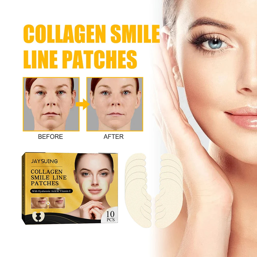 10pcs/Box Forehead Line Removal Patch Nasolabial Folds Collagen Wrinkle Face Patch Anti-Aging Face Lift Beauty Skin Care Pad