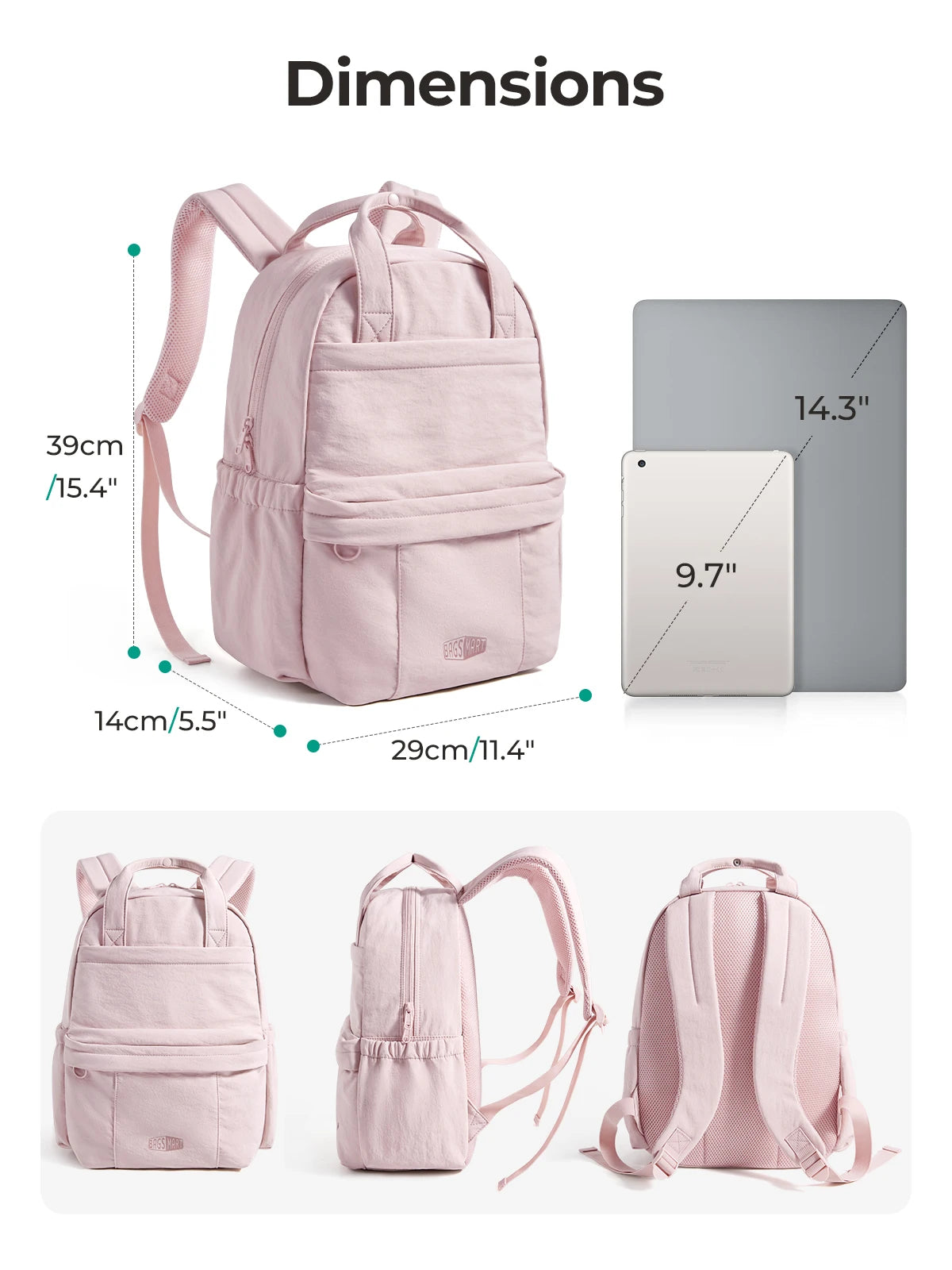 BAGSMART 14.3 in Laptop Backpack Large Capacity Business Briefcase Multi-Function Large Capacity Business Girls School Bag