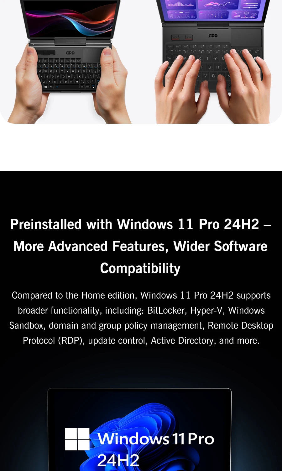 2025 New GPD MicroPC 2 7Inches Mini Industry Laptop Intel® Core™ i3-N300 16GB/512GB Windows 11 Portable Computer Notebook
