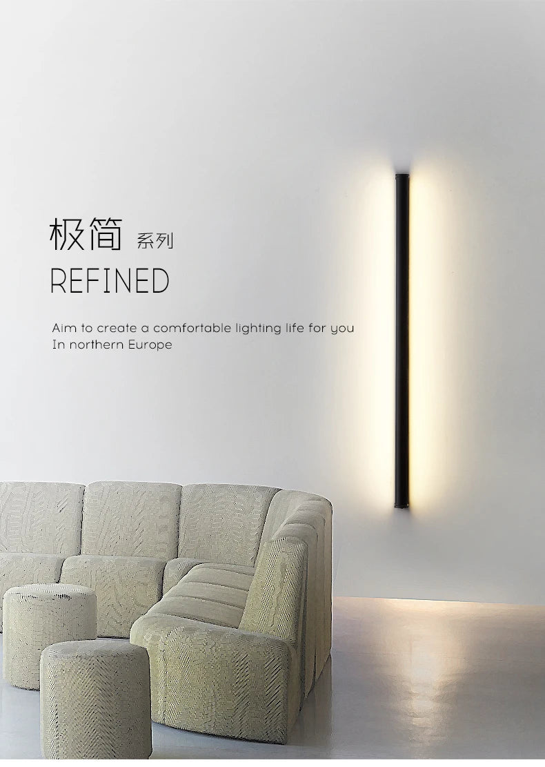 Modern Black LED Wall Lamp for Dining room Living Room Decoration LED Long Strip Wall Lights Staircase Corner Wall Lamp
