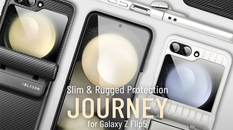 I-BLASON For Samsung Galaxy Z Flip 5 Case 5G (2023) Journey Full-Body Rugged Case with Built-in Screen Protector & Kickstand