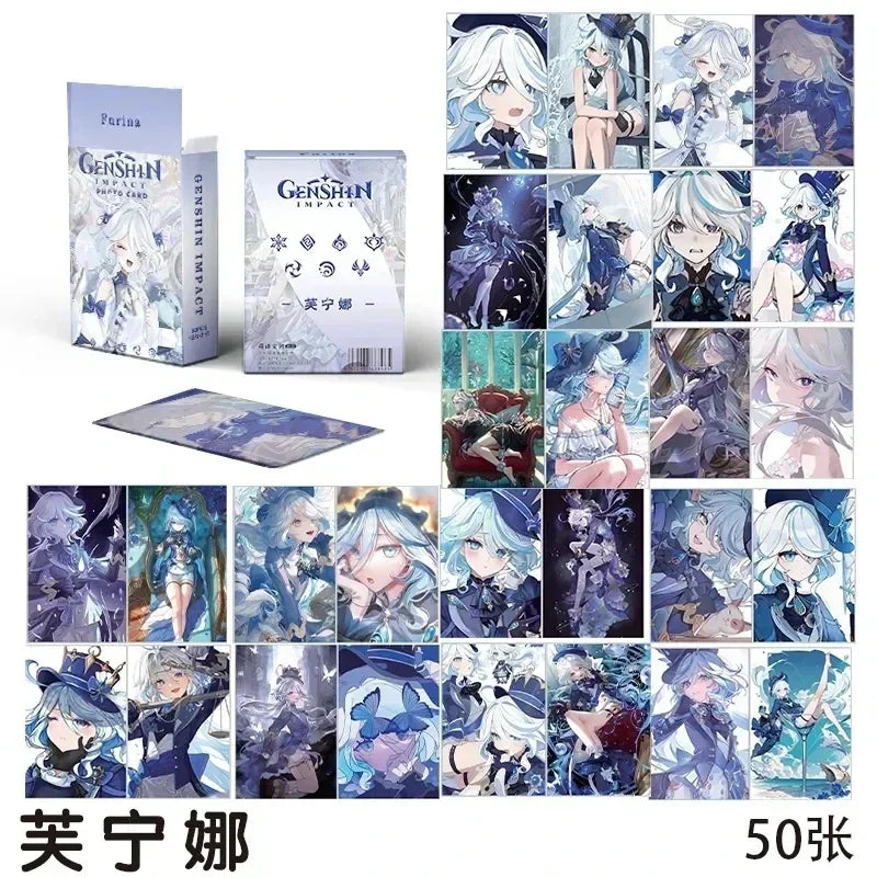 Hot Game Impact 50PCS/Set Decor Laser Lomo Card Photocard HD Double-sided Small Album Photo Card For Fans Collection Postcard