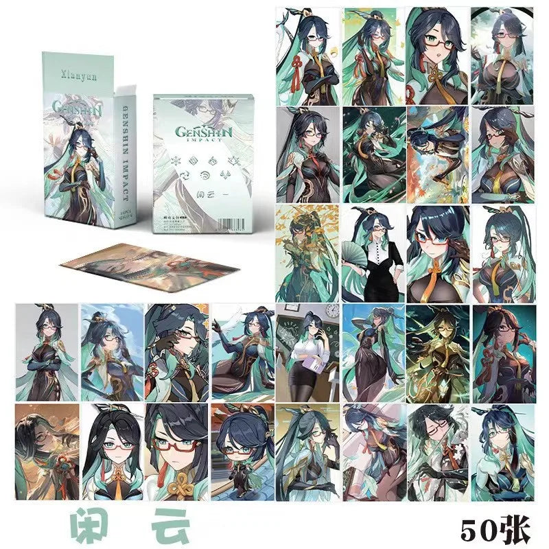 Hot Game Impact 50PCS/Set Decor Laser Lomo Card Photocard HD Double-sided Small Album Photo Card For Fans Collection Postcard