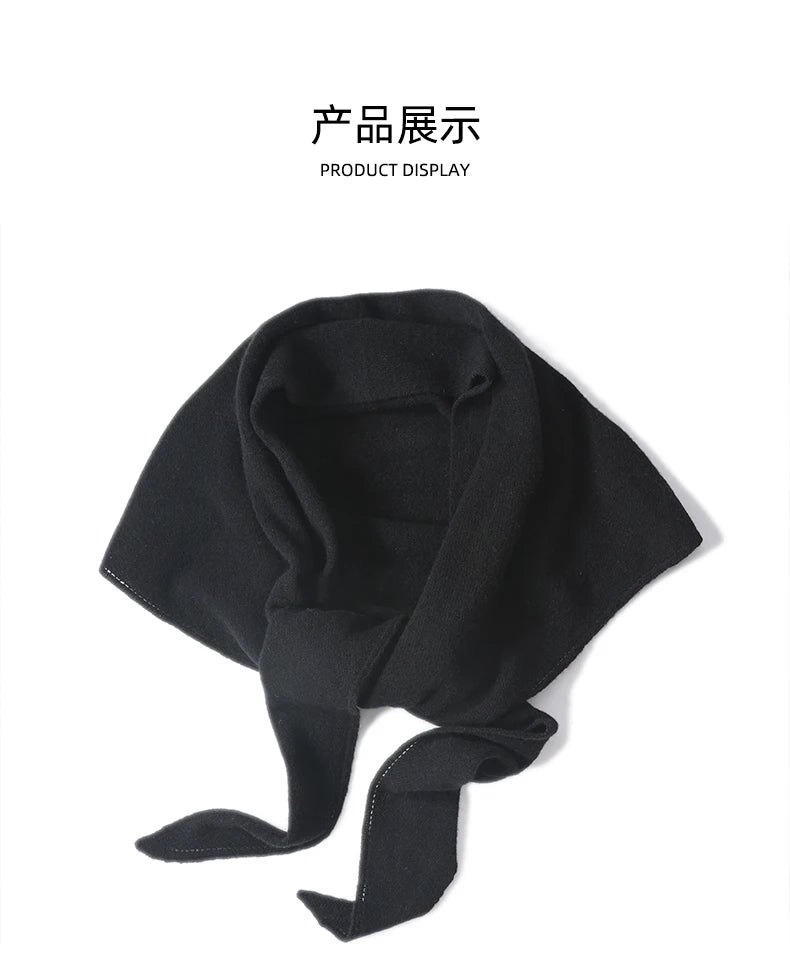 2024 Trend Large Triangle Shawl Scarf 100% Wool Women Knitted Accessories Cape Casual Soft Warm Cappa Cozy Black Gray Red