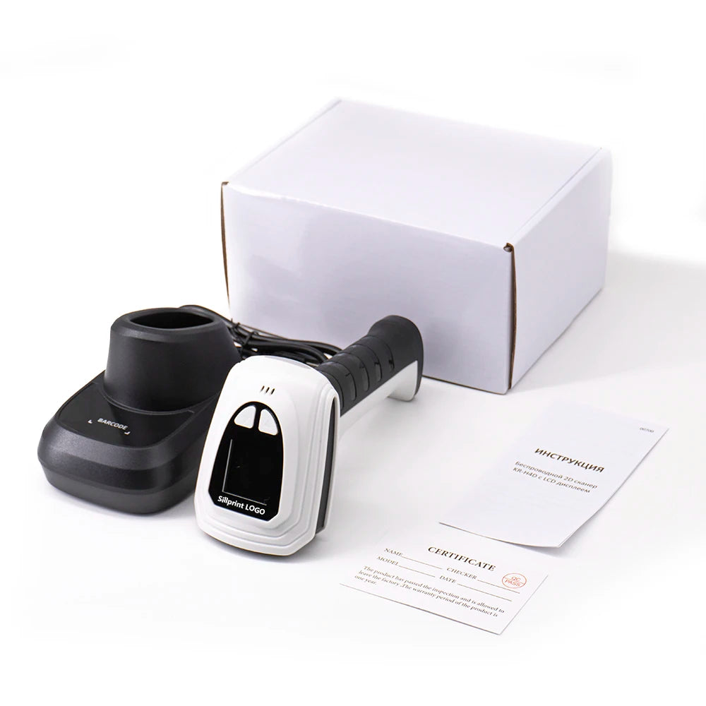 Wireless Handheld 2D Bluetooth Barcode Scanner PDF417 Data Matrix QR Code Reader with LCD Screen Display Image Logistic Reader