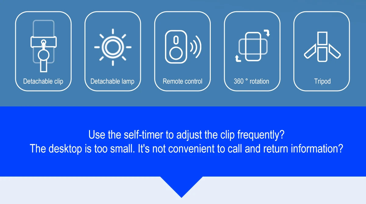 C01s Selfie Stick Tripod with Fill Light, Detachable Phone Bracket Monopod,  Wireless Bluetooth Remote for Huawei iPhone Android