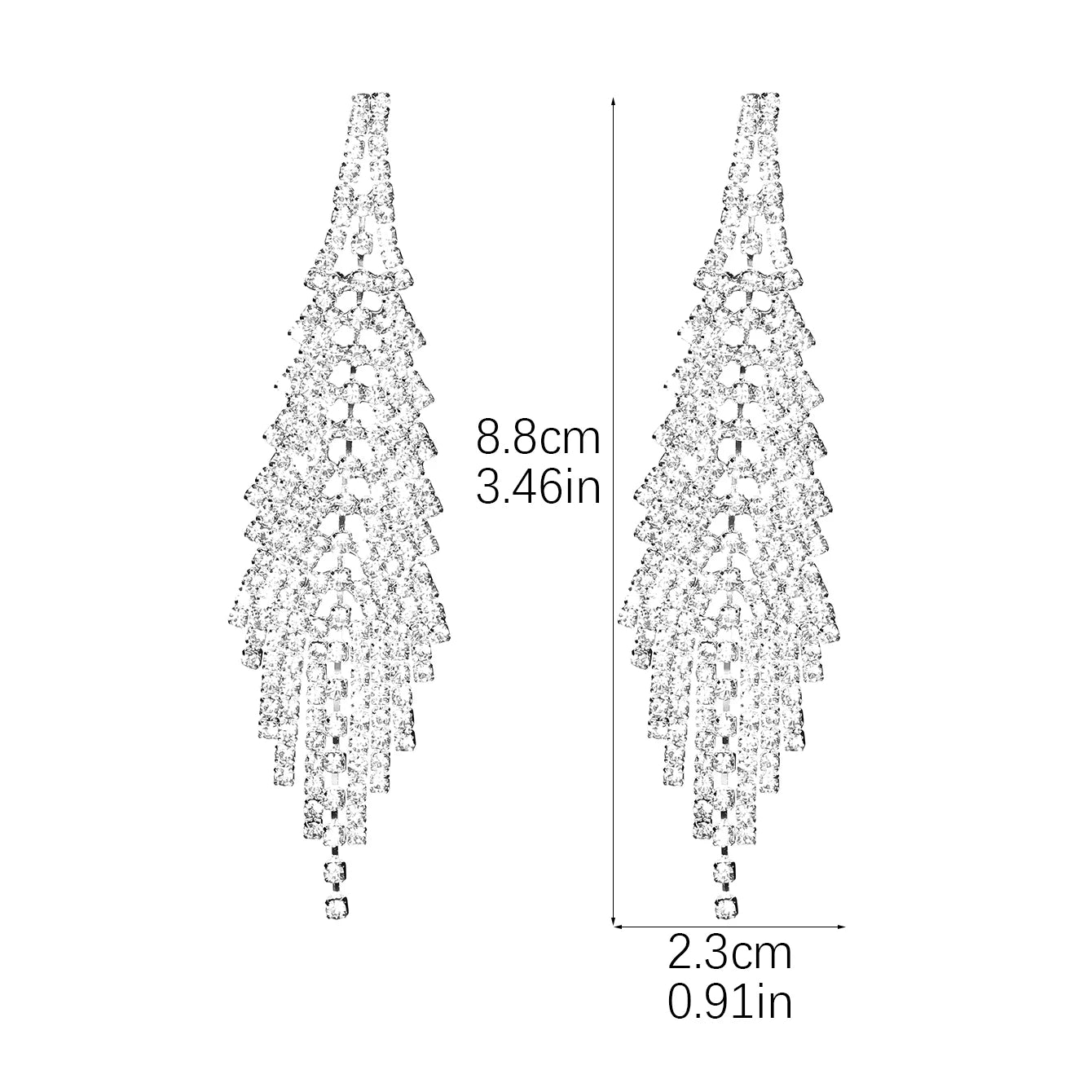 Shiny Multicolored Crystal Long Drop Earrings For Women Brides Classic Geometry Square Dangle Earring Wedding Party Jewelry Gift