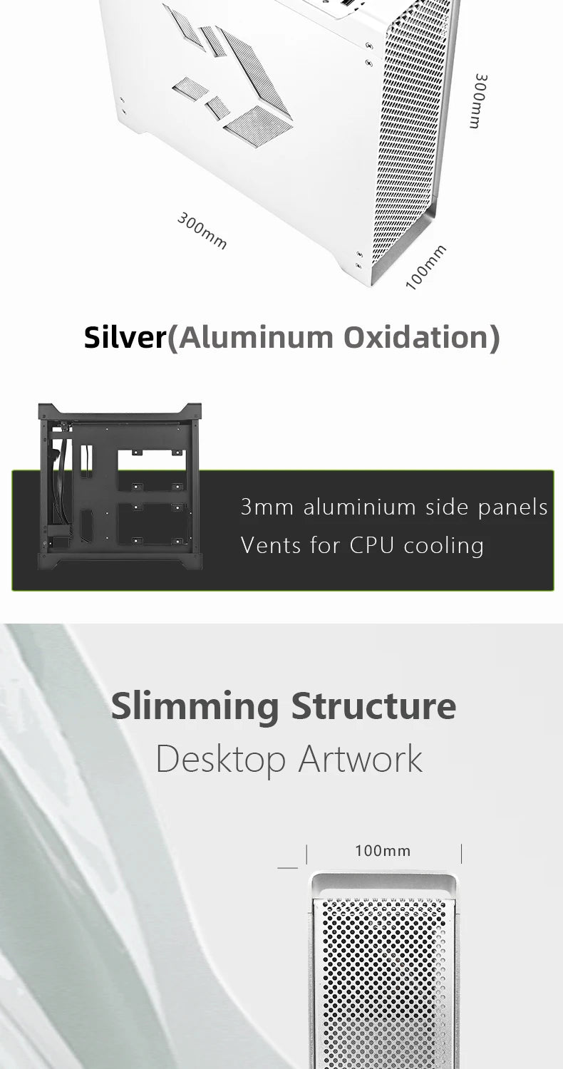 METALFISH G5 Computer Case PC Gamer Micro ATX HTPC Case Desktop Gaming All-aluminum Slim Chassis Supports Knife Card FLEX Power