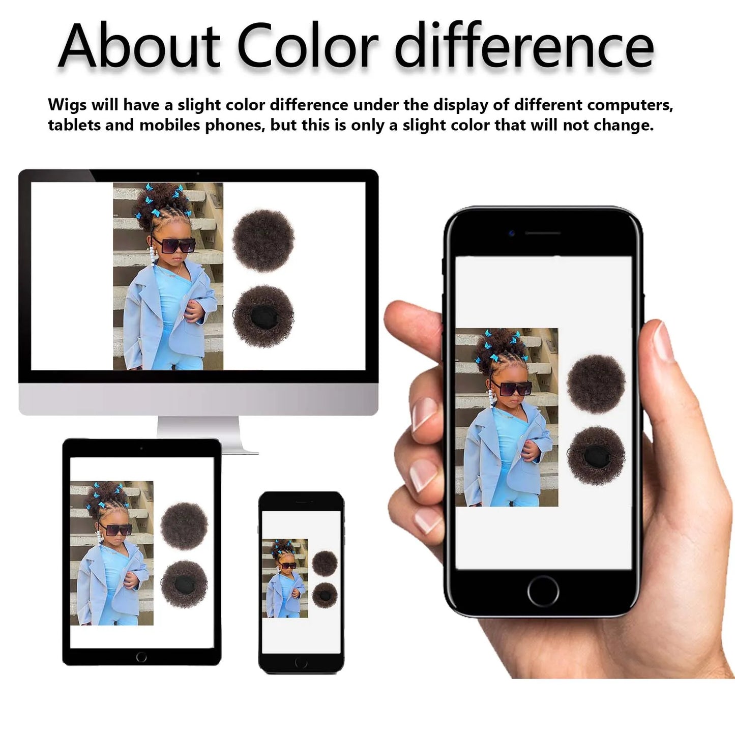 Synthetic 1PCS Kids Ponytail Afro Puff Ponytail for Girls Kids Kinky Curly Hair Updo Donut Chignon Children Small Size Hair Buns